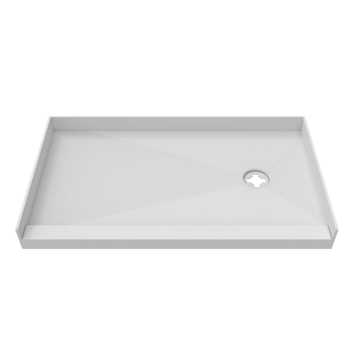 TilePrime single threshold tileable shower base pan with right drain