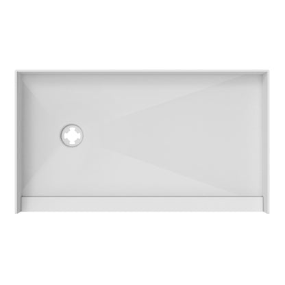 TilePrime single threshold tileable shower base pan with left drain, top down view