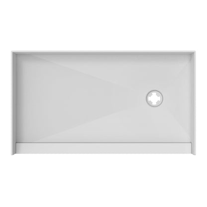 TilePrime single threshold tileable shower base pan with right drain, top down view
