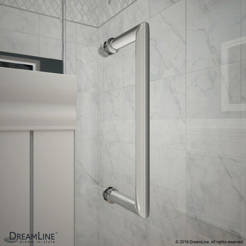 Unidoor Frameless Hinged Shower Door with Support Arm for 12" Stationary Panel