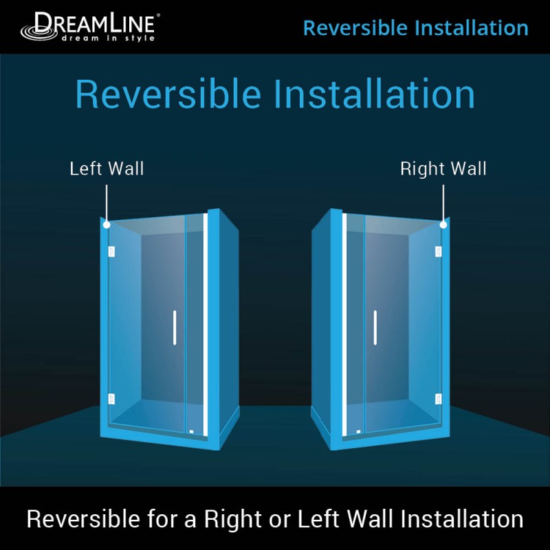 Unidoor Frameless Hinged Shower Door with Support Arm for 18" Stationary Panel