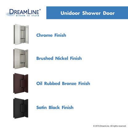 Unidoor Frameless Hinged Shower Door with Support Arm for 18" Stationary Panel