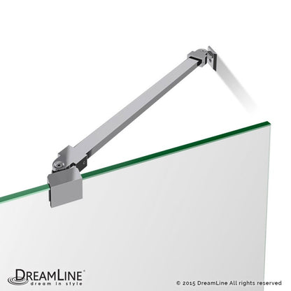 Unidoor Frameless Hinged Shower Door with Support Arm for 18" Stationary Panel