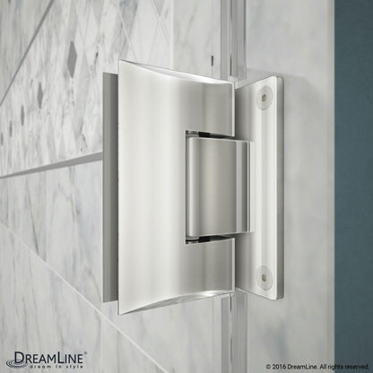Unidoor Frameless Hinged Shower Door with Support Arm for 18" Stationary Panel