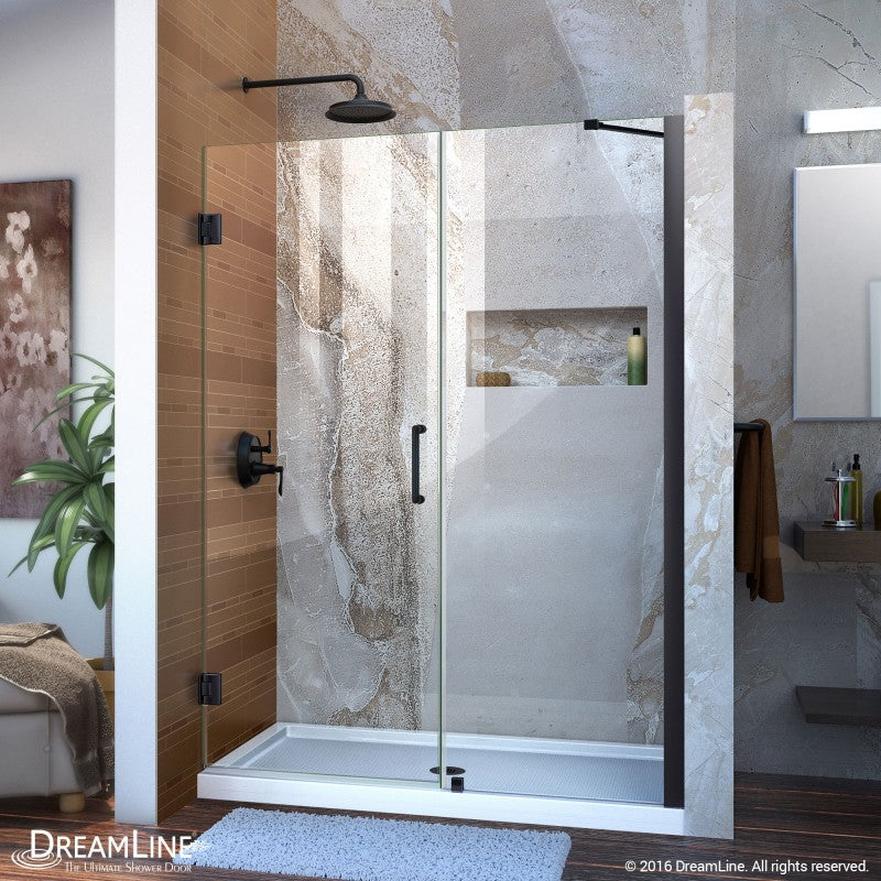 Unidoor Frameless Hinged Shower Door with Support Arm for 24" Stationary Panel