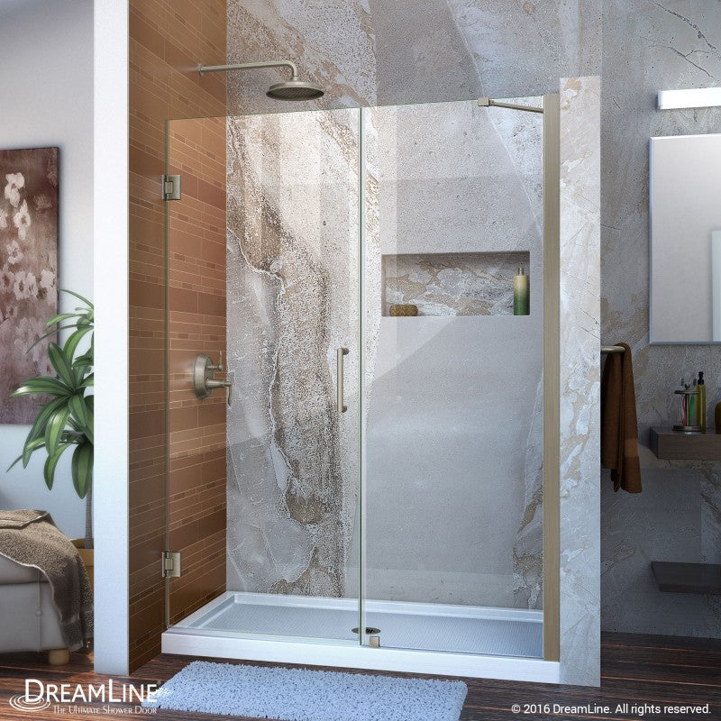 Unidoor Frameless Hinged Shower Door with Support Arm for 24" Stationary Panel