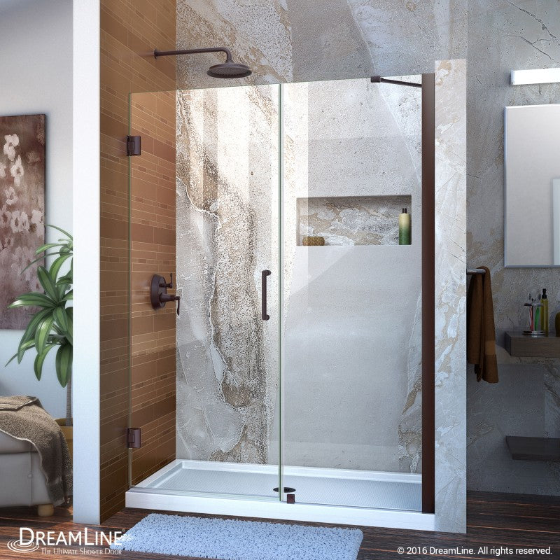 Unidoor Frameless Hinged Shower Door with Support Arm for 24" Stationary Panel