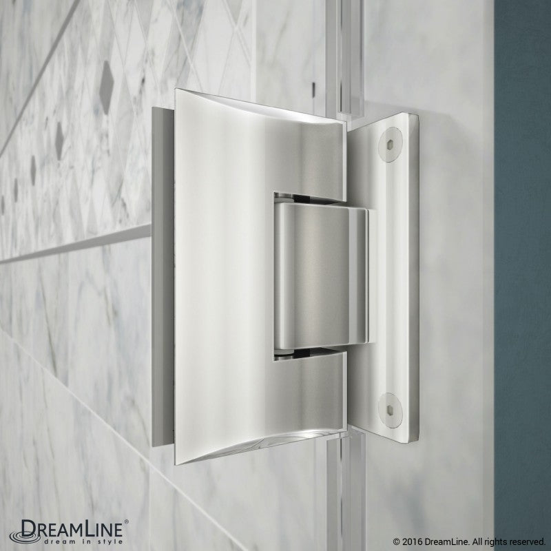 Unidoor Frameless Hinged Shower Door with Support Arm for 24" Stationary Panel