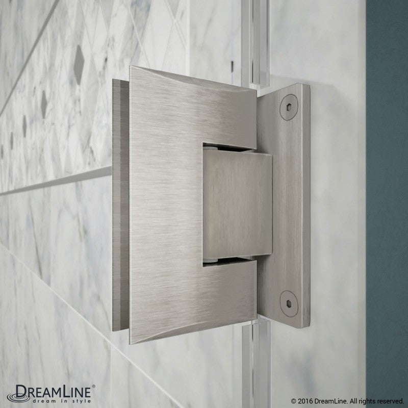 Unidoor Frameless Hinged Shower Door with Support Arm for 24" Stationary Panel