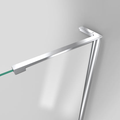 L-bar support on the inline panel of the Unidoor-LS Frameless Hinged Shower Door with L-Bar for 30 inch Stationary Panel in Polished Chrome