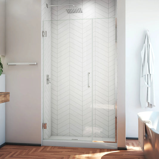 Unidoor Plus Frameless Hinged Shower Door (40"W to 50"W)