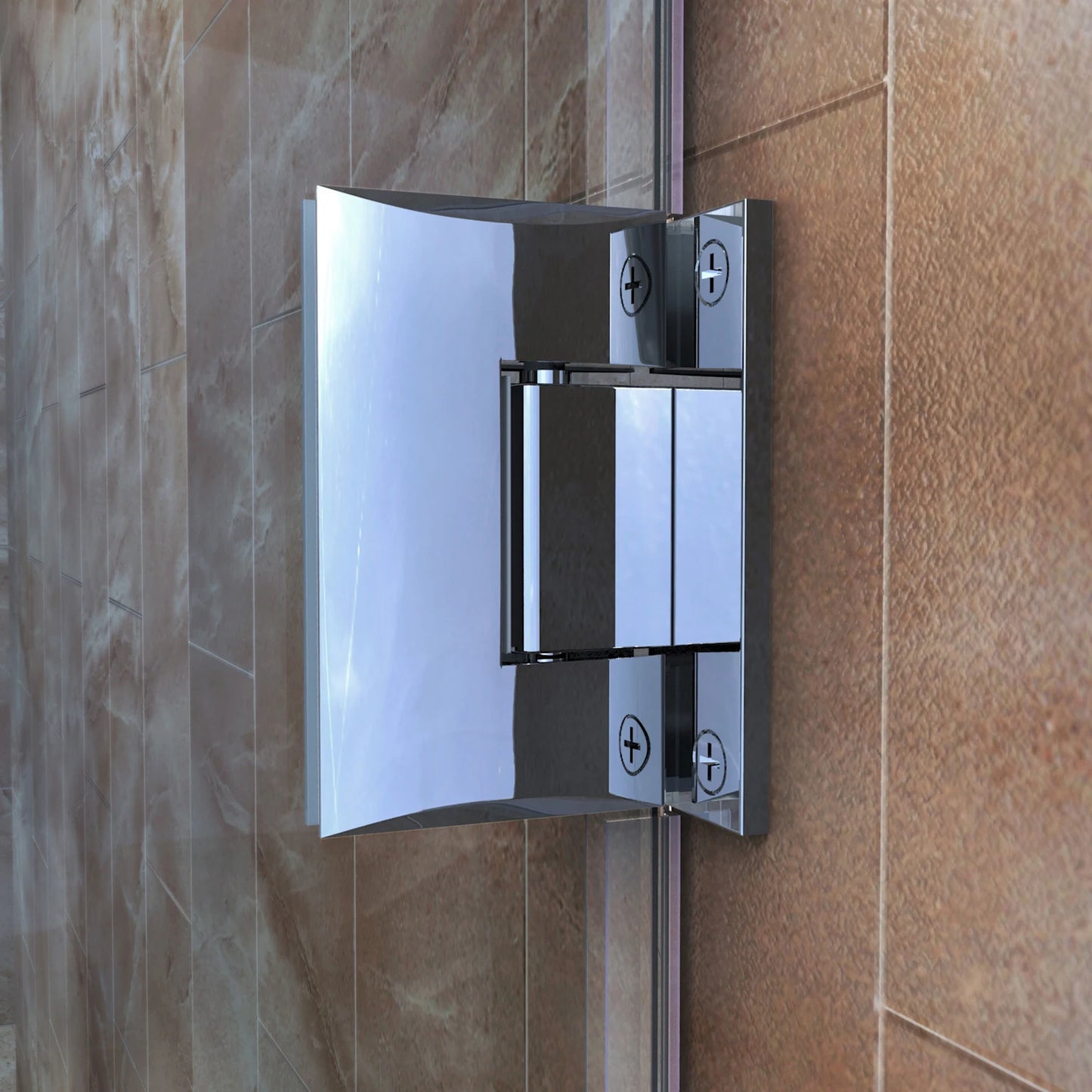 Unidoor Plus Frameless Hinged Shower Door with 34"H Stationary Half Panel for Pony Wall Corner Enclosure