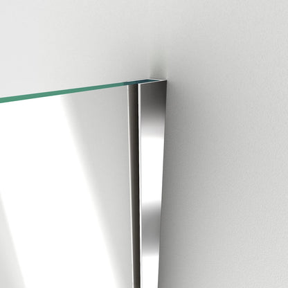 Unidoor Plus Frameless Hinged Shower Door with 36"H Stationary Half Panel for Pony Wall Corner Enclosure