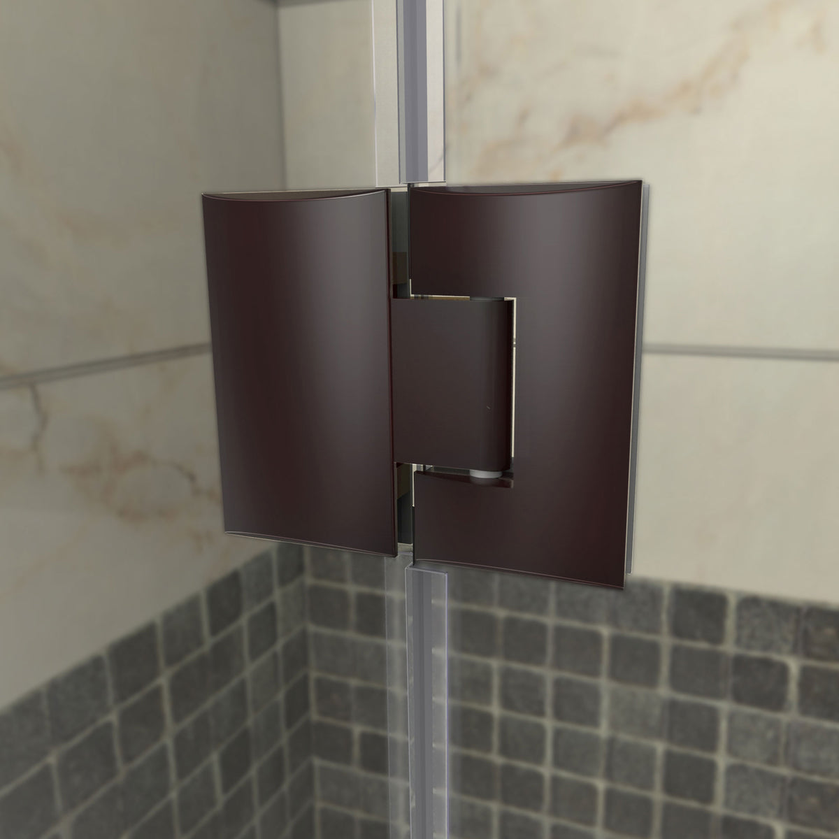 Unidoor-X solid brass glass to glass self closing hinge in Oil Rubbed Bronze