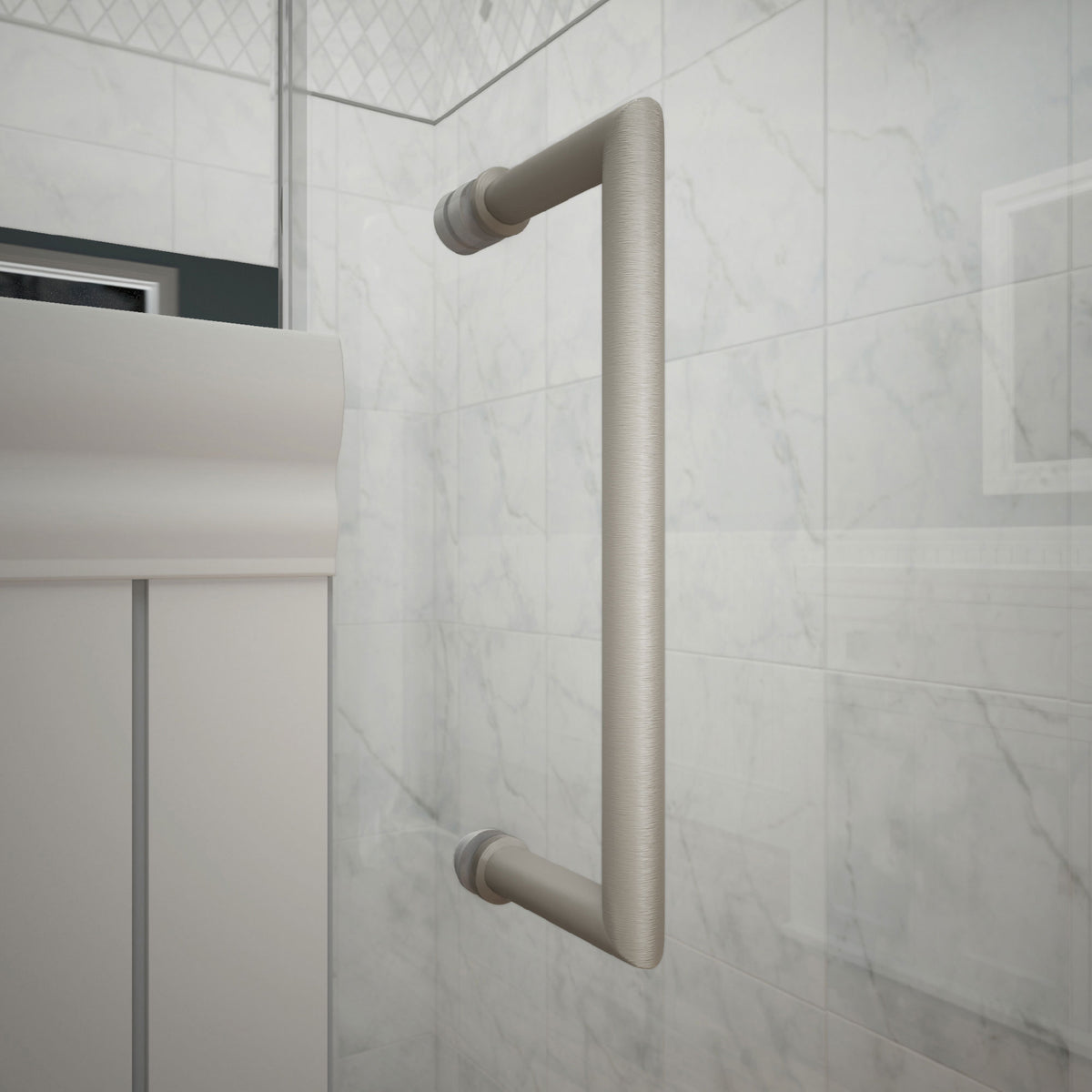 Unidoor-X shower door pull handle in Brushed Nickel