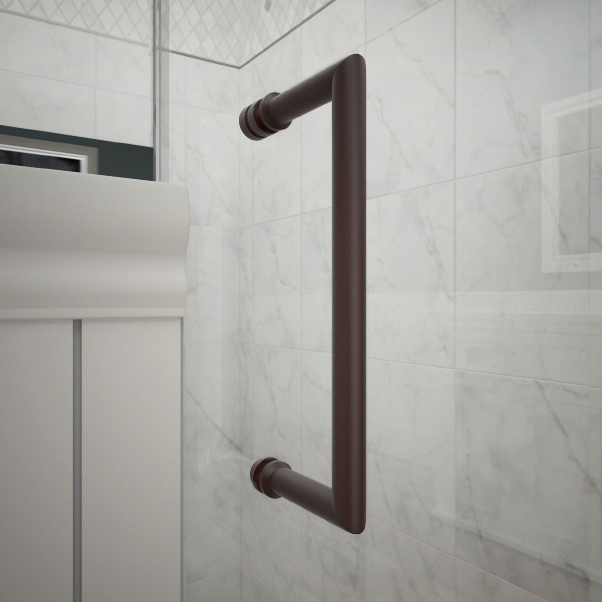 Unidoor-X shower door pull handle in Oil Rubbed Bronze