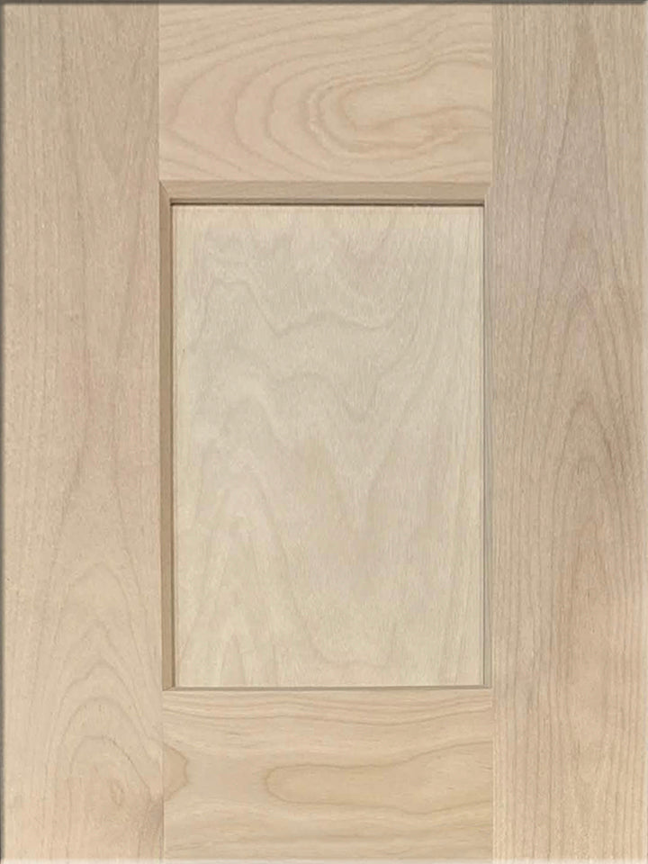 Birch Canvas Unfinished Shaker kitchen cabinet door sample in solid birch, American framed full overlay, DK Collection