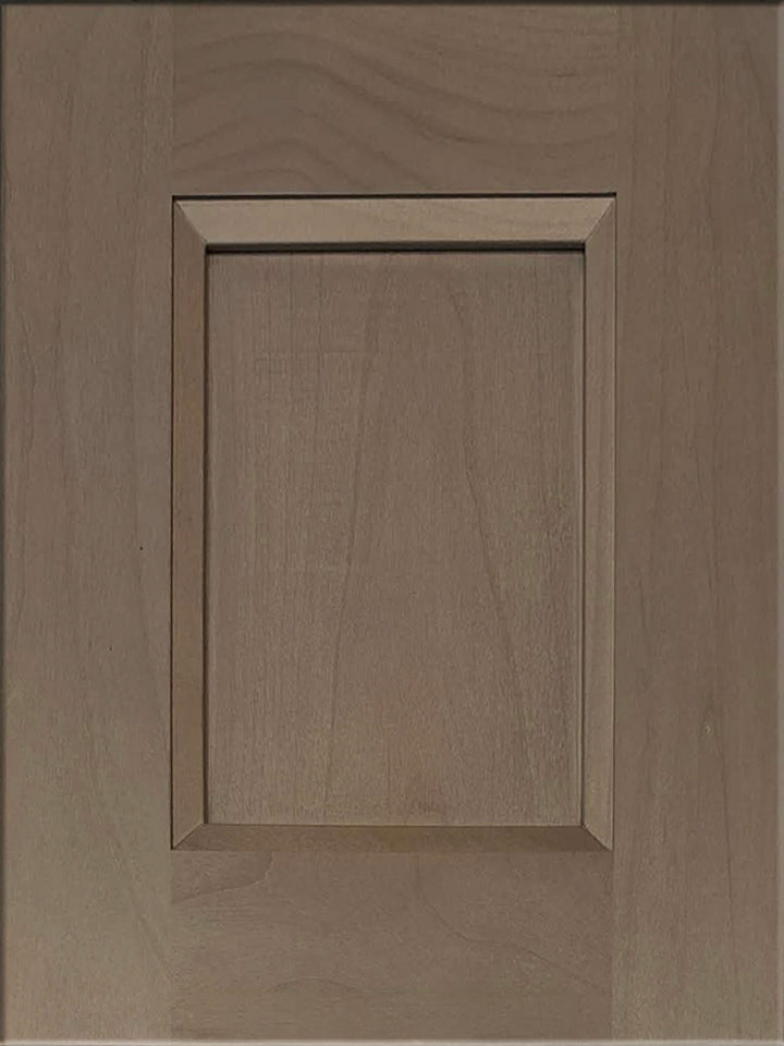 Makena Brown Double Shaker kitchen cabinet door sample in solid birch, American framed full overlay, DK Collection