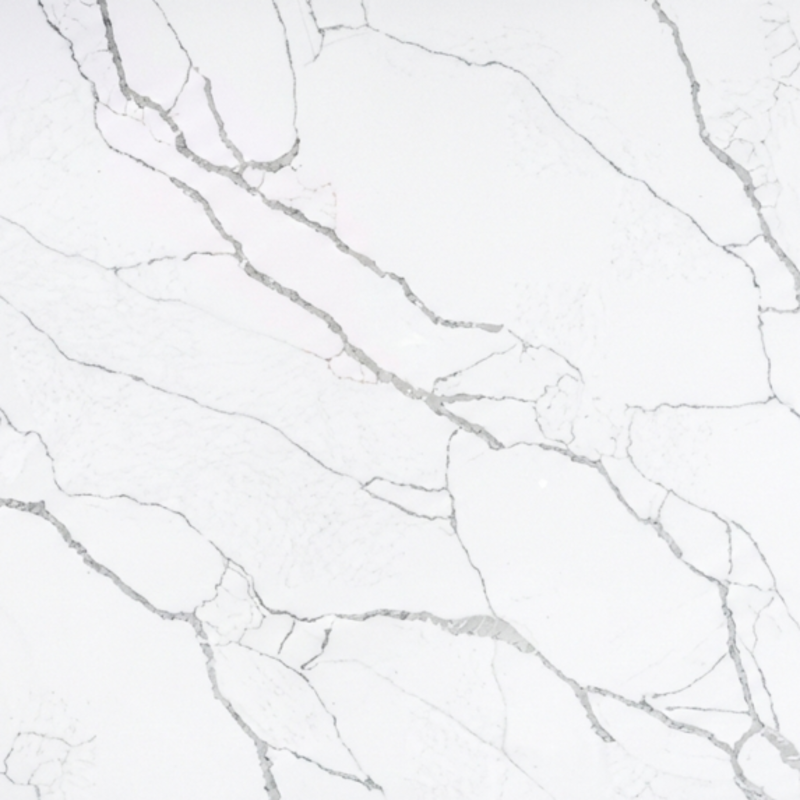 Calacatta Alaska engineered quartz slab, polished finish