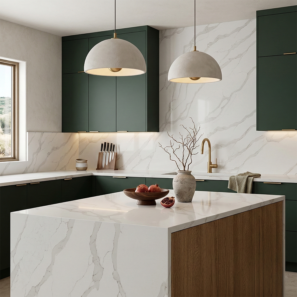 Additional view 2 of the Calacatta Bella engineered quartz slab