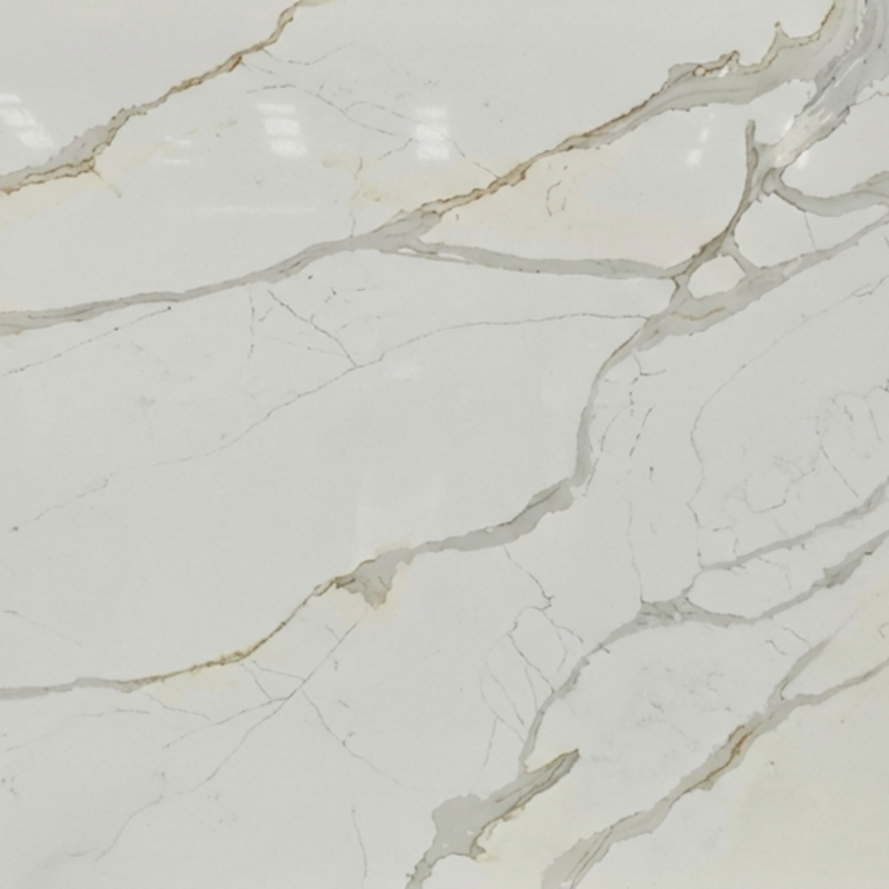 Calacatta Gold engineered quartz slab, polished finish