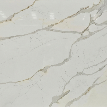 Calacatta Gold engineered quartz slab, polished finish