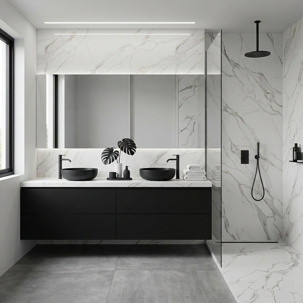 Additional view 3 of the Calacatta Phoenix engineered quartz slab
