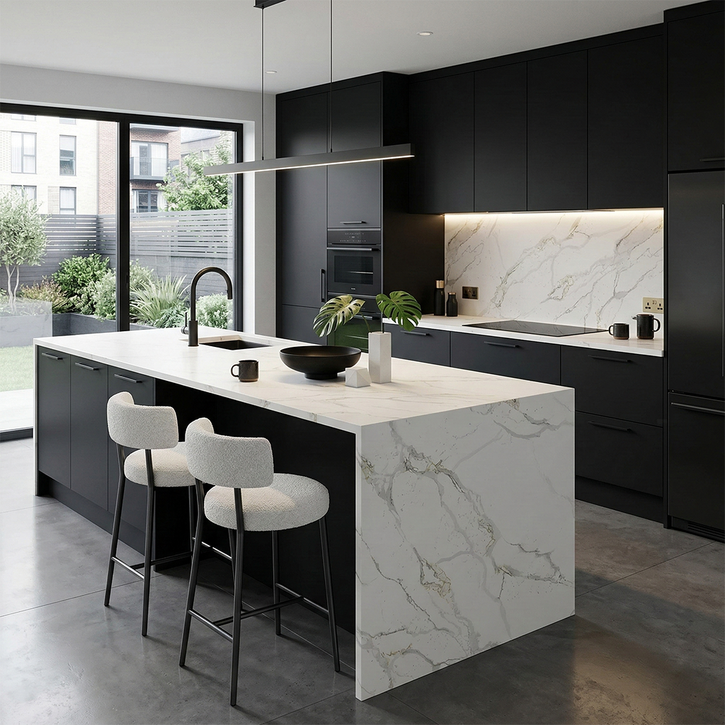 Additional view 2 of the Calacatta Phoenix engineered quartz slab