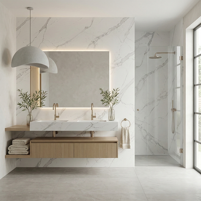 Additional view 3 of the Calacatta Rocky engineered quartz slab, EC series
