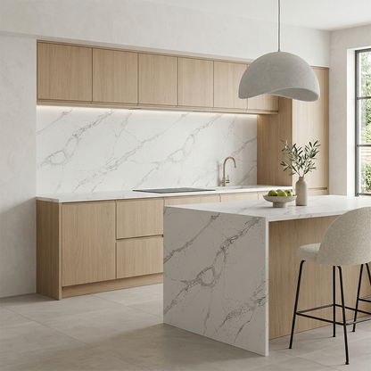 Additional view 2 of the Calacatta Rocky engineered quartz slab, EC series