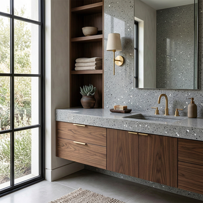 Additional view 3 of the Crystal Grey engineered quartz slab, EC series