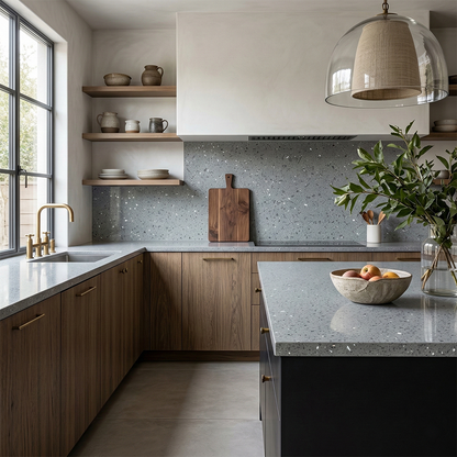 Additional view 2 of the Crystal Grey engineered quartz slab, EC series