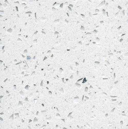 Crystal White engineered quartz slab, EC series, polished finish