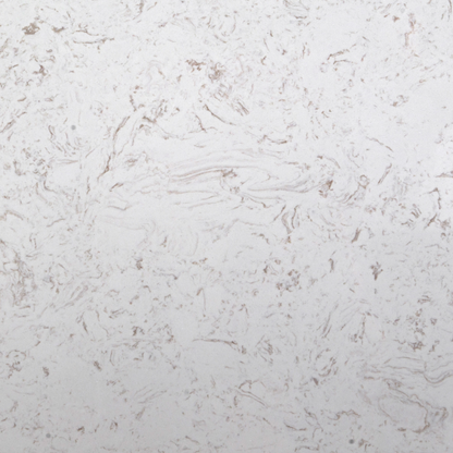 Ajax White marble composite shower wall panel, subtle gray veining on polished white