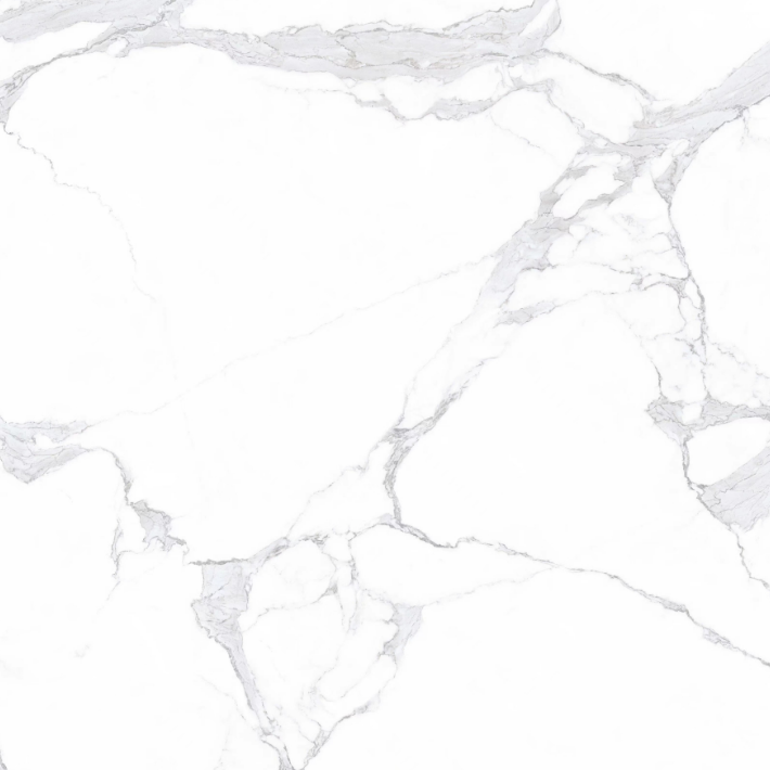 Calacatas Azure marble composite shower wall panel, cool azure gray veining on white