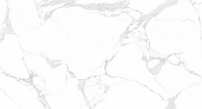 Calacatas Azure marble composite shower wall panel, cool azure gray veining on white