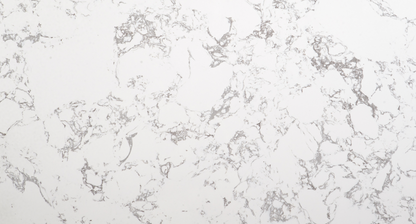 Calacatas White marble composite shower wall panel, delicate gray veining on white