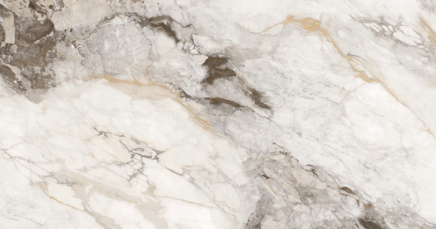 ES-Amber Calacatta Printed Surface Quartz Slab