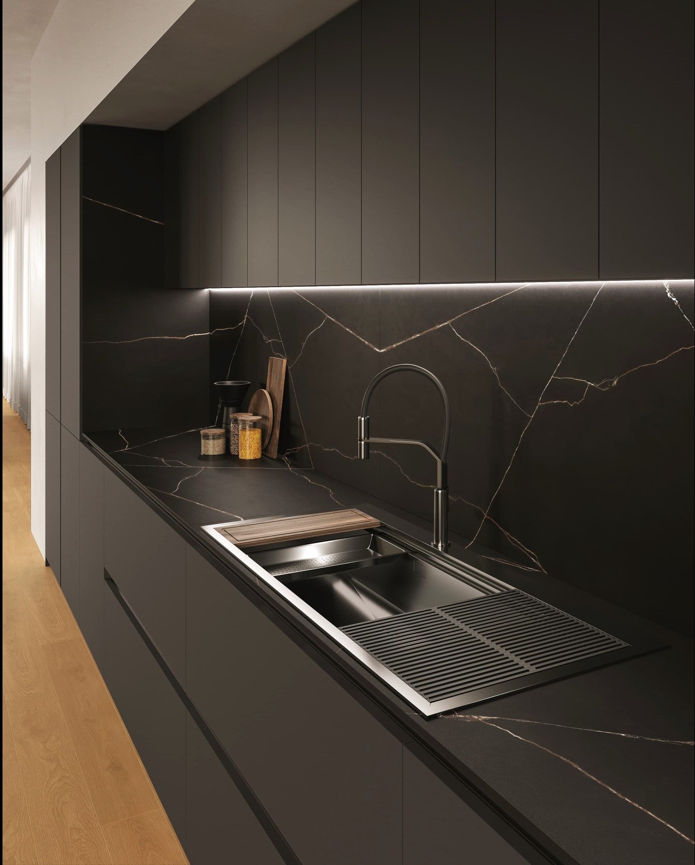 ES-Atlas Plan PorcelainTop™ Black Atlantis Italian Porcelain Slab