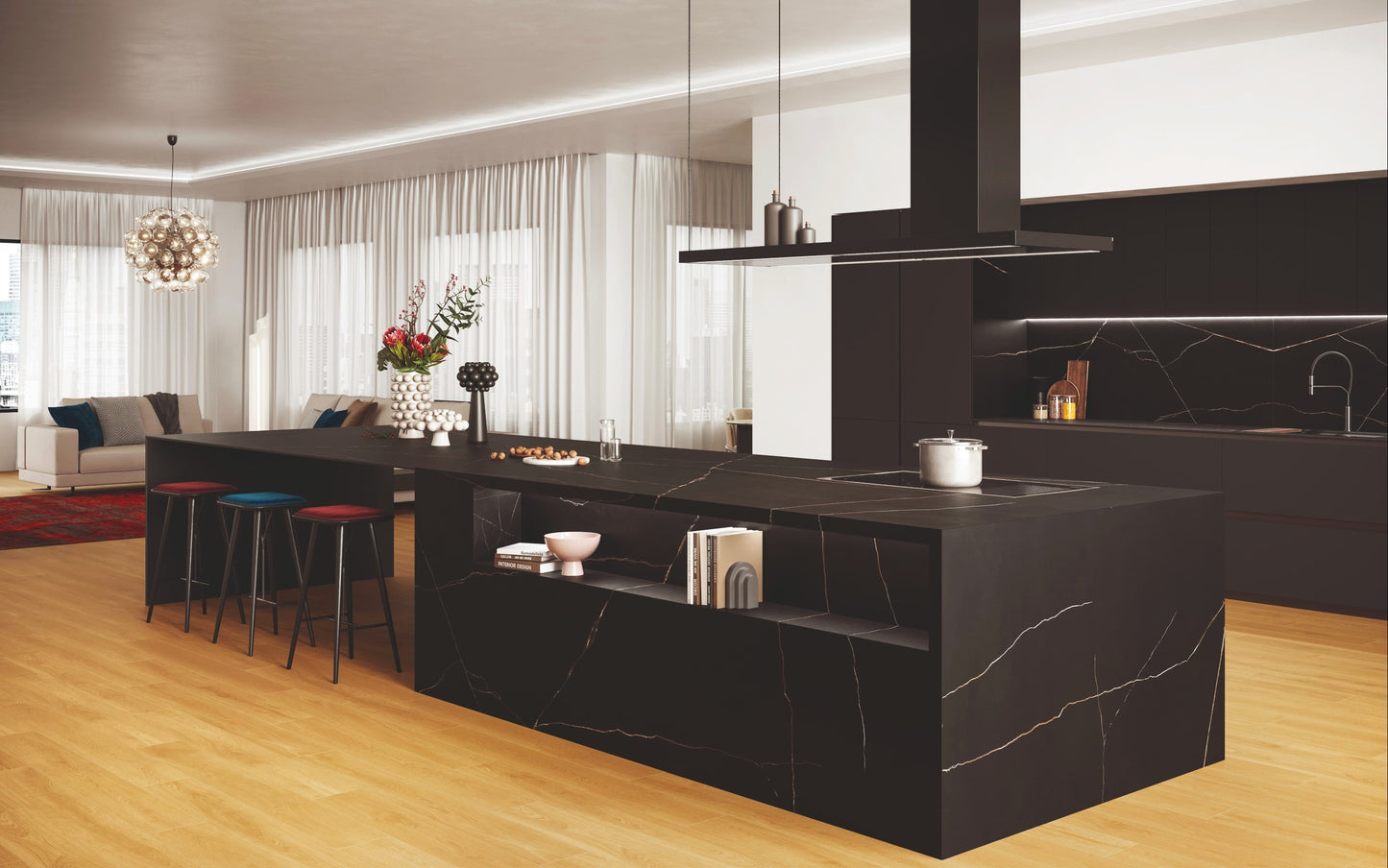 ES-Atlas Plan PorcelainTop™ Black Atlantis Italian Porcelain Slab