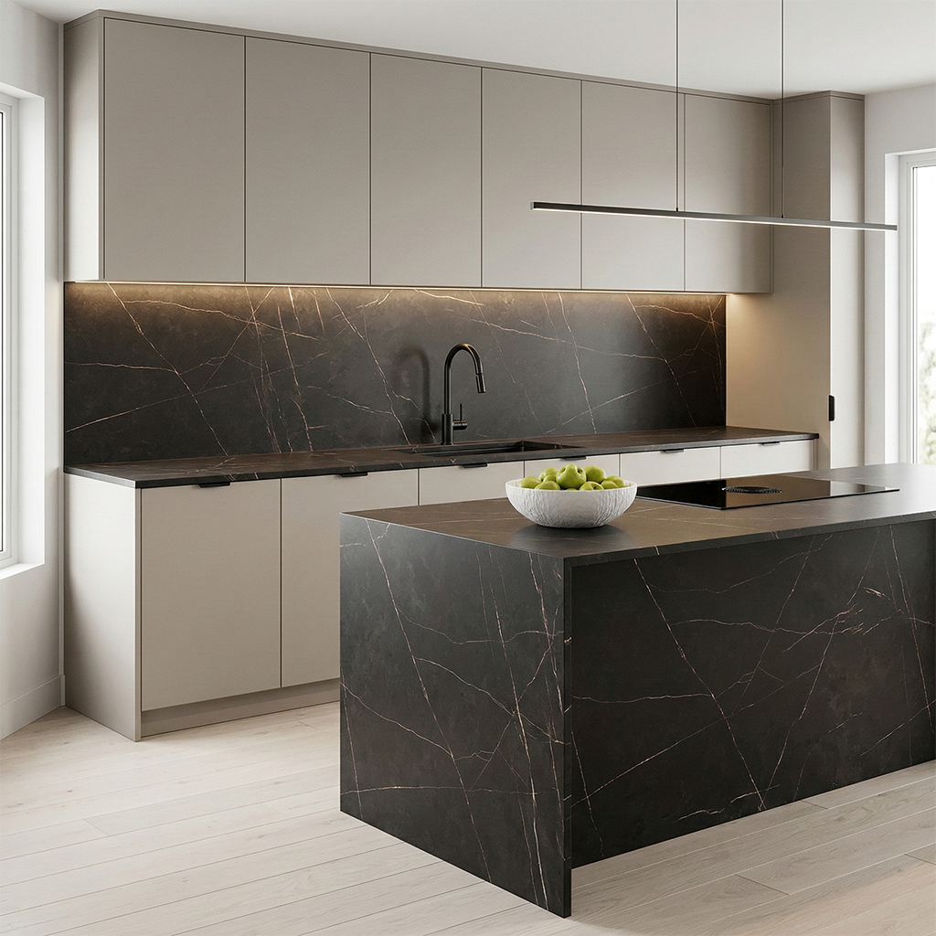 ES-Atlas Plan PorcelainTop™ Black Atlantis Italian Porcelain Slab