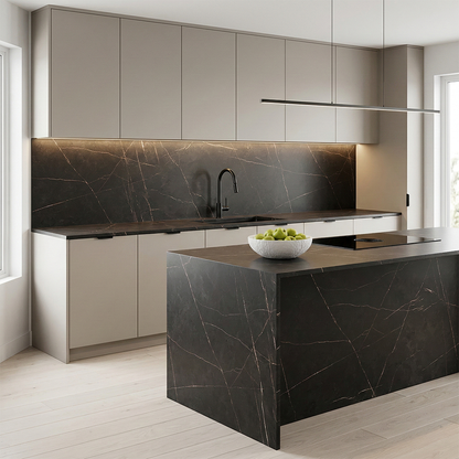 ES-Atlas Plan PorcelainTop™ Black Atlantis Italian Porcelain Slab
