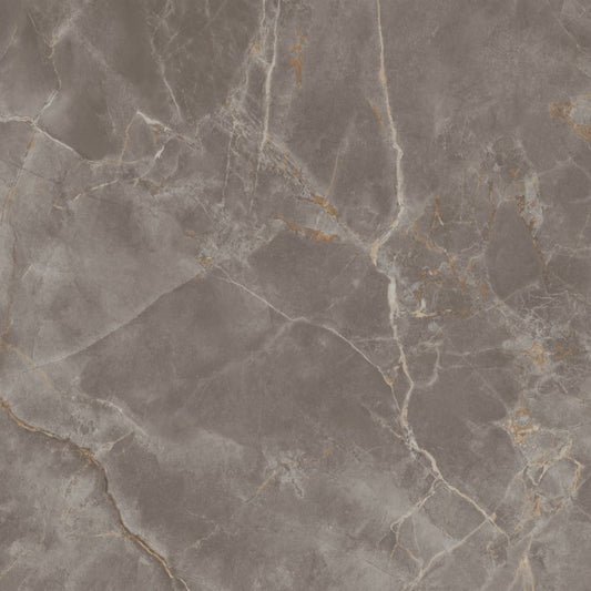 Atlas Plan Fior Di Bosco Italian porcelain slab, grey base with gold and white veining, polished finish