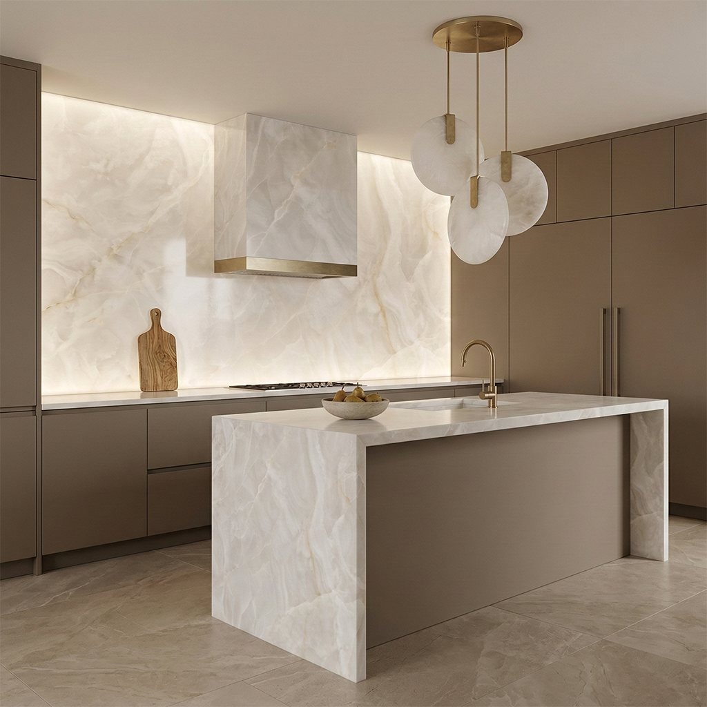 ES-Atlas Plan PorcelainTop™ Onyx White Italian Porcelain Slab