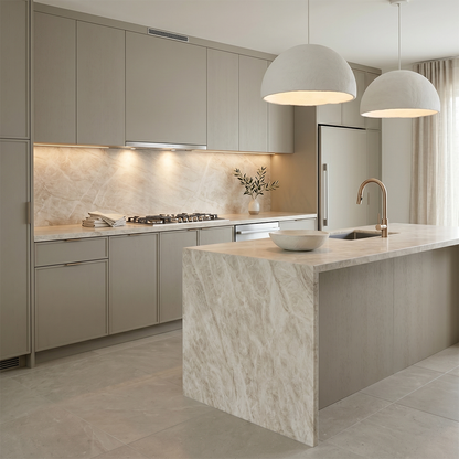 ES-Atlas Plan PorcelainTop™ Taj Mahal White Italian Porcelain Slab