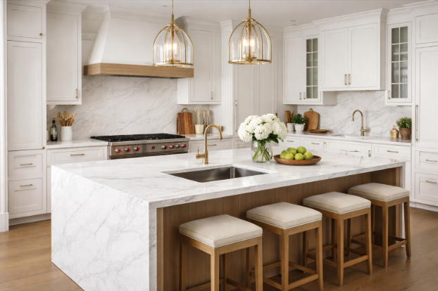 ES-Bianco Calacatta Quartz Slab