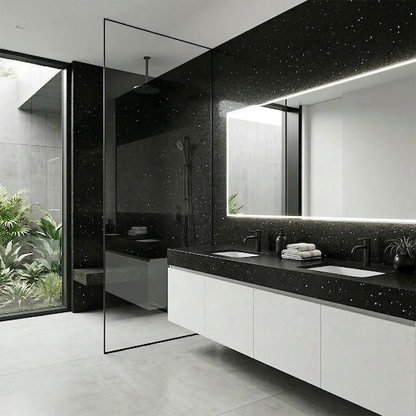 ES-Black Sparkle Quartz Slab