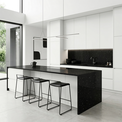 ES-Black Sparkle Quartz Slab