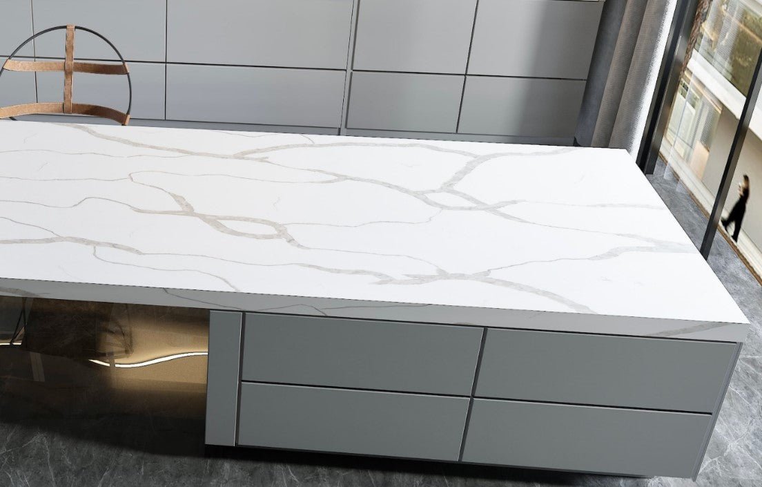 ES-Calacatas White Quartz Slab