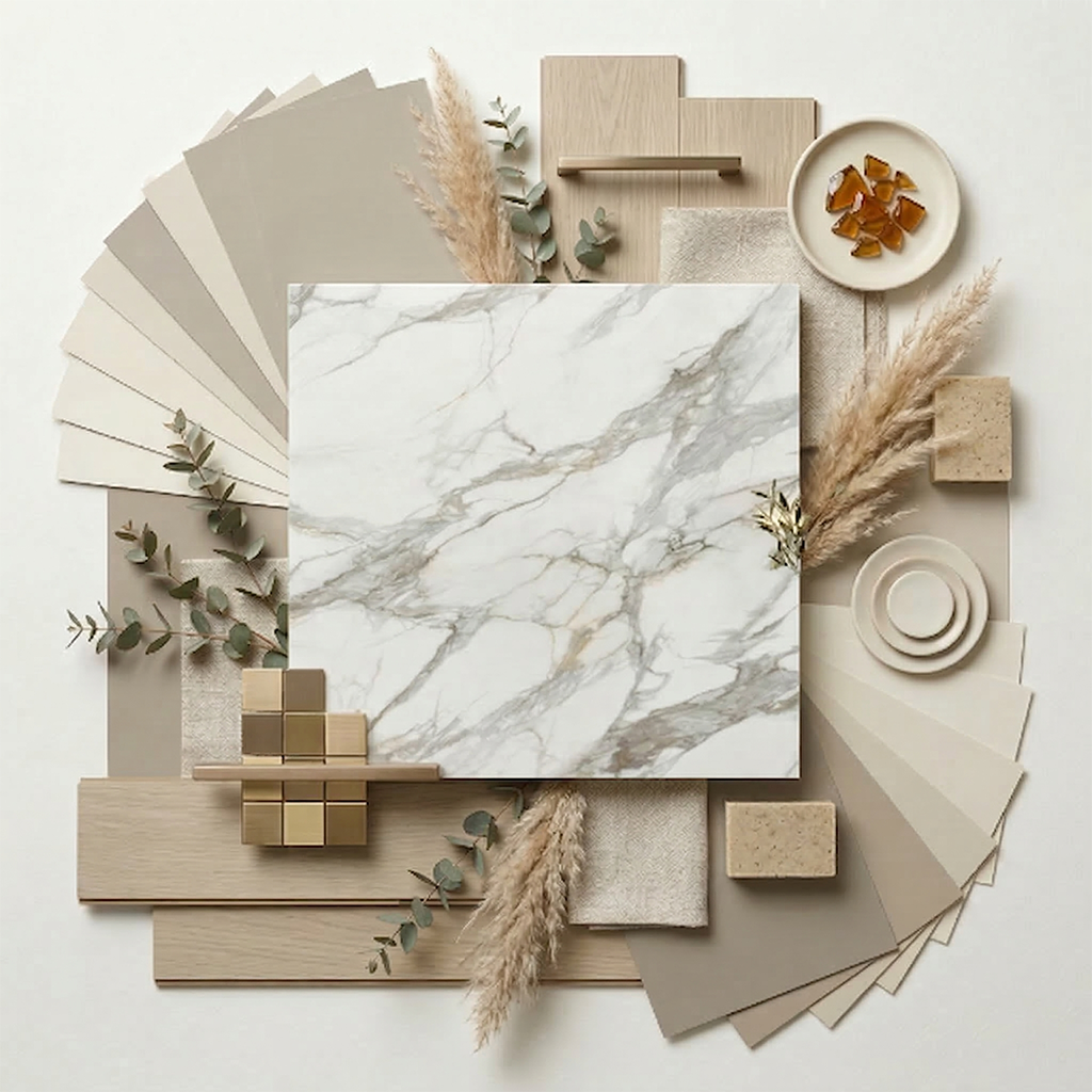 ES-Calacatta Giada Printed Surface Quartz Slab